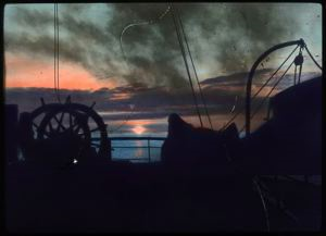 Image of Last midnight sun along deck of "Neptune" [On Board Neptune]